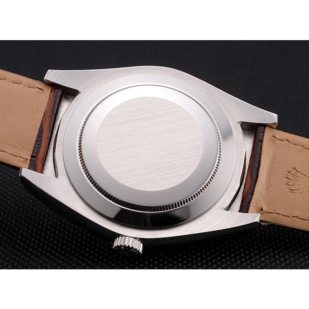 Good copy rolex watches Stainless Case Dweller Sky Rolex White Steel Dial Strap Brown Leather 0715